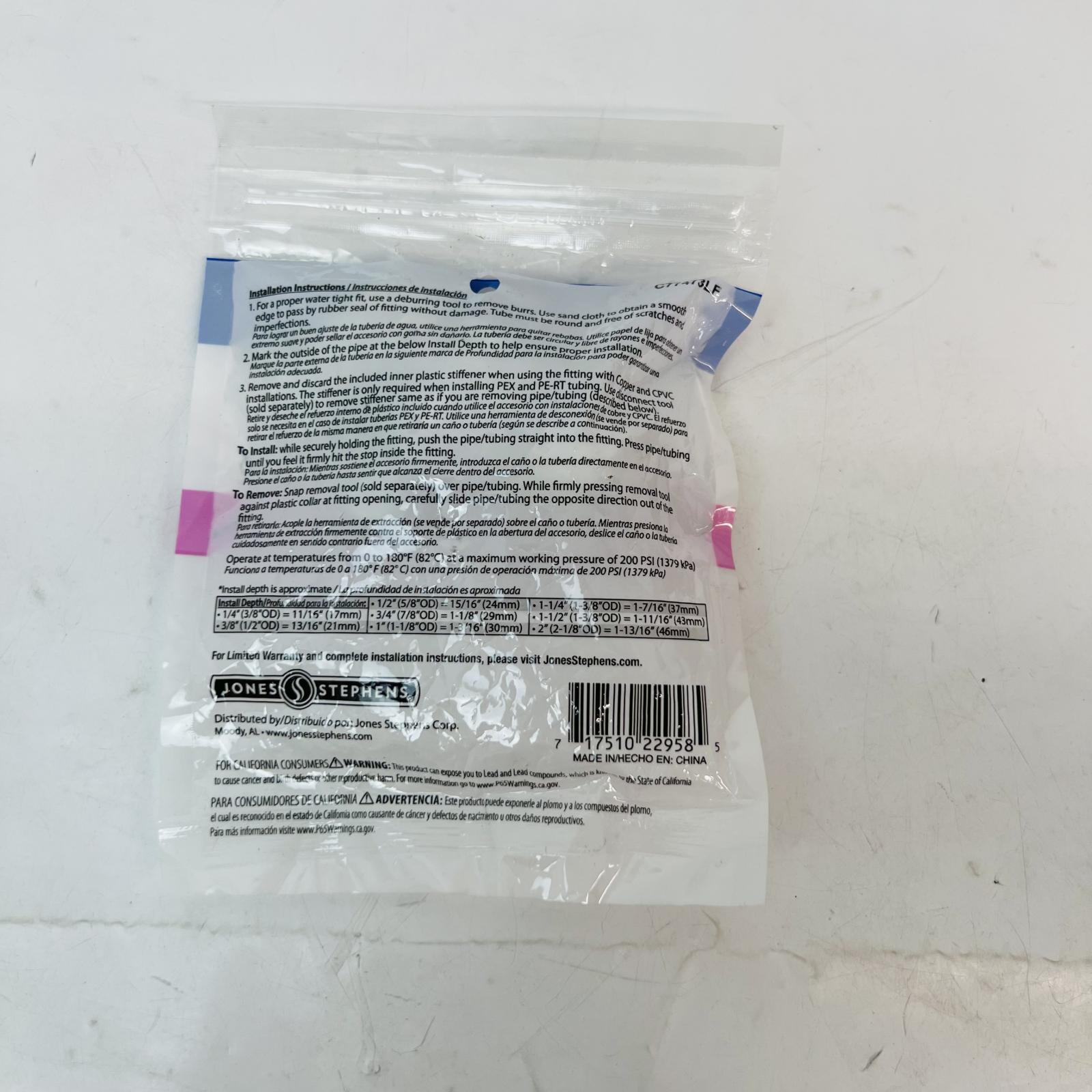 Lot of 2 PlumBite Angle Stop Valve 1/2" x 3/8" OD Comp. Push-On Fittings - Photo 3