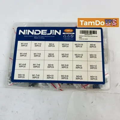NINDEJIN 720pcs Flat Head Machine Screws Kit M1.4 M1.7 M2 M2.5 M3 Black Steel at Fasteners & Hardware in new condition
