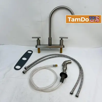 Brushed Nickel Kitchen Faucet, 2-Handle Deck Mount w/ Side Sprayer at Kitchen, Dining & Bar in new_open_box condition