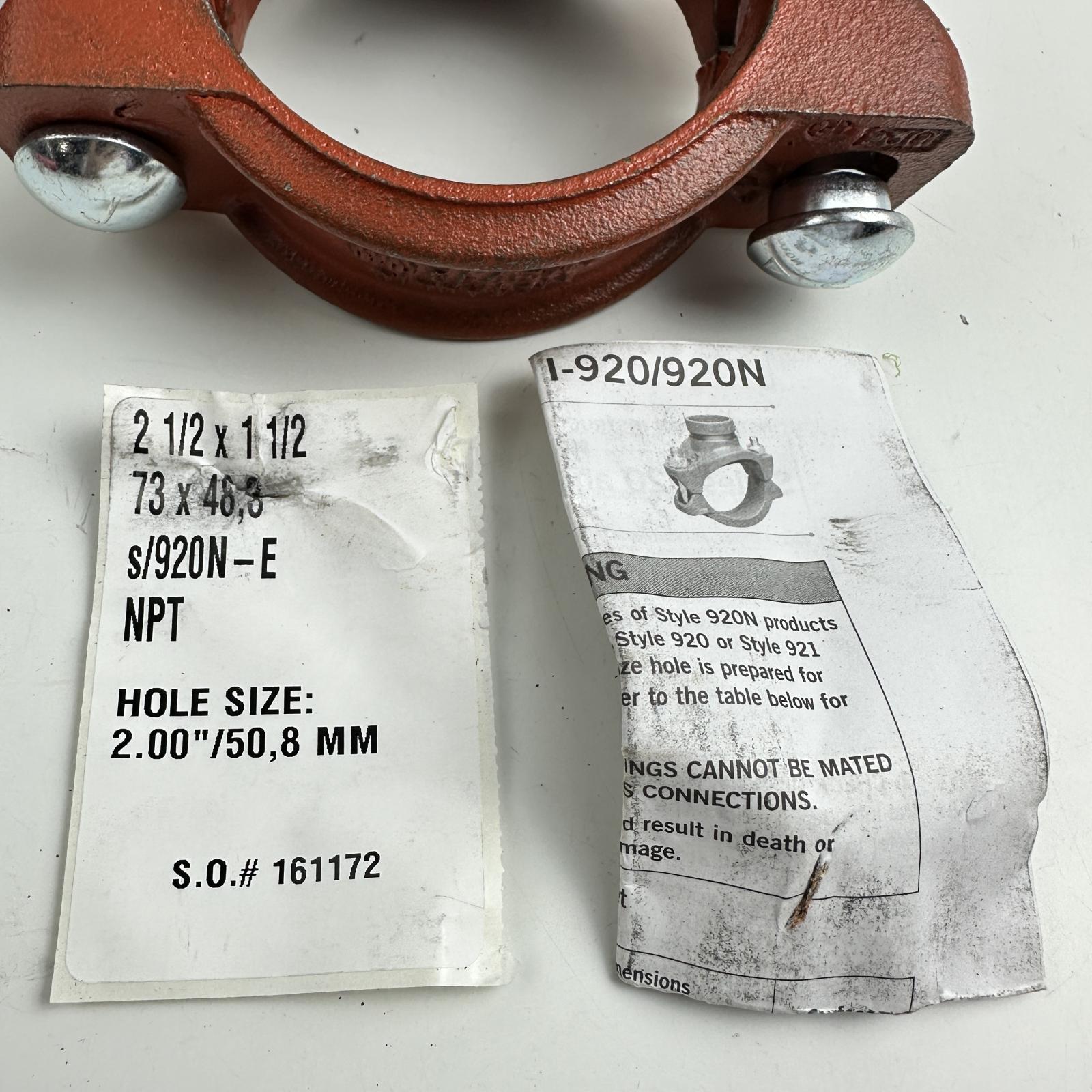 Victaulic 920N Mechanical Tee Branch Outlet, 2 1/2" × 1 1/2" NPT, Hole 2" - Photo 8