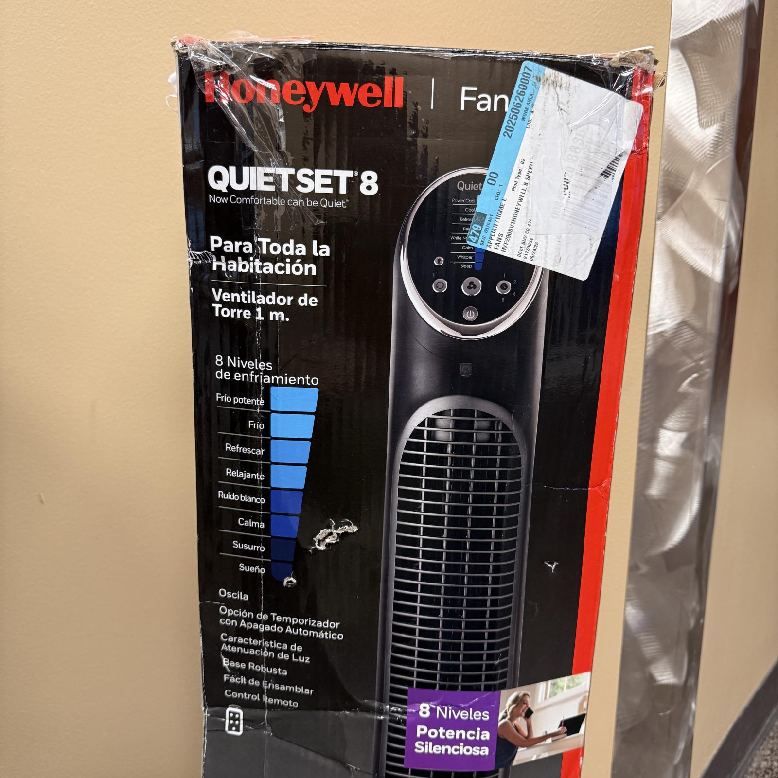 Honeywell QuietSet 8 Whole Room Tower Fan, Oscillating, Remote Control - Photo 5