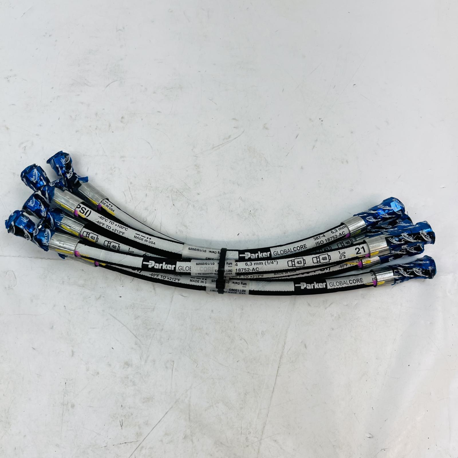 Lot of 6 Parker 387-4 Hydraulic Hose Assemblies, 1/4", 3000 PSI - Photo 2