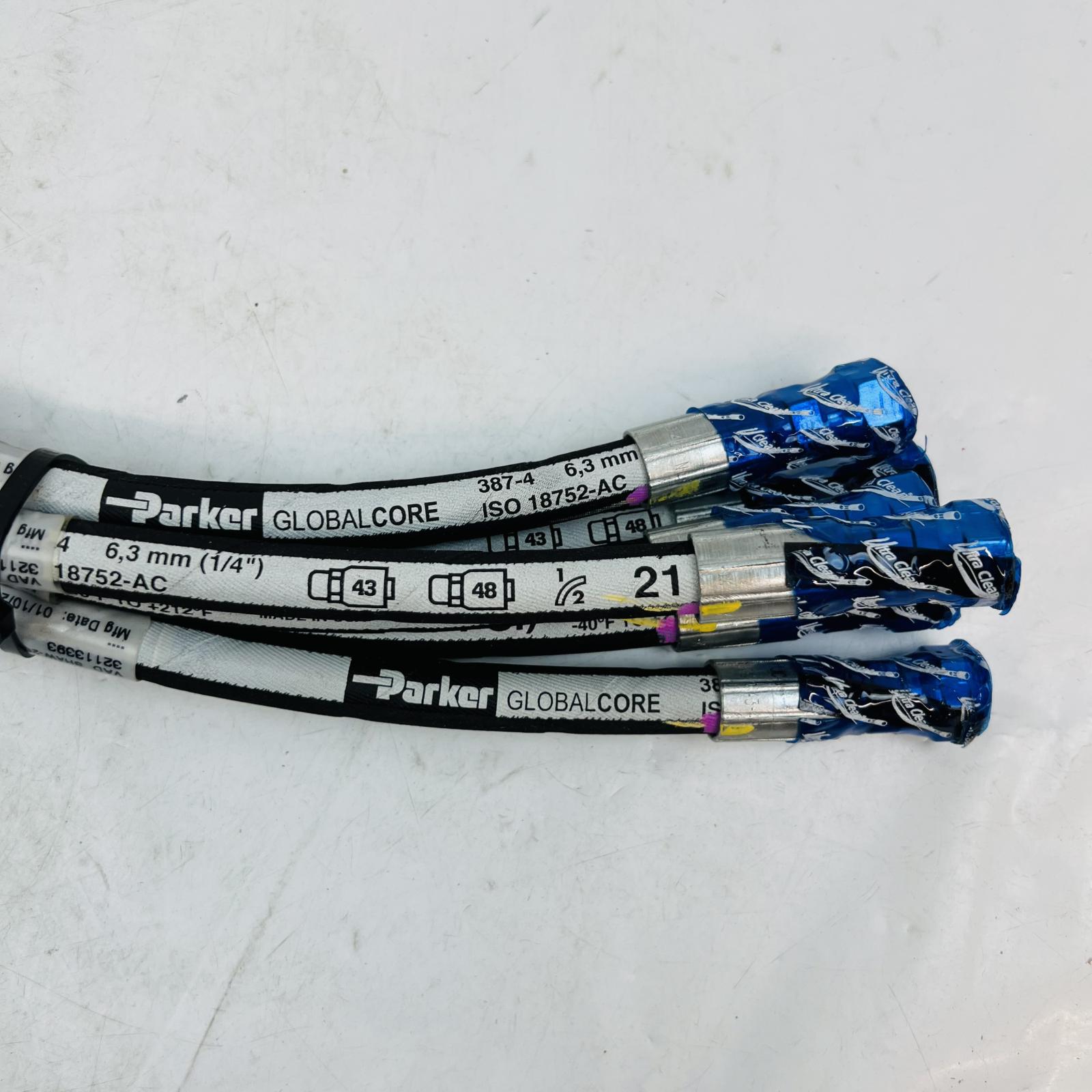 Lot of 6 Parker 387-4 Hydraulic Hose Assemblies, 1/4", 3000 PSI - Photo 5