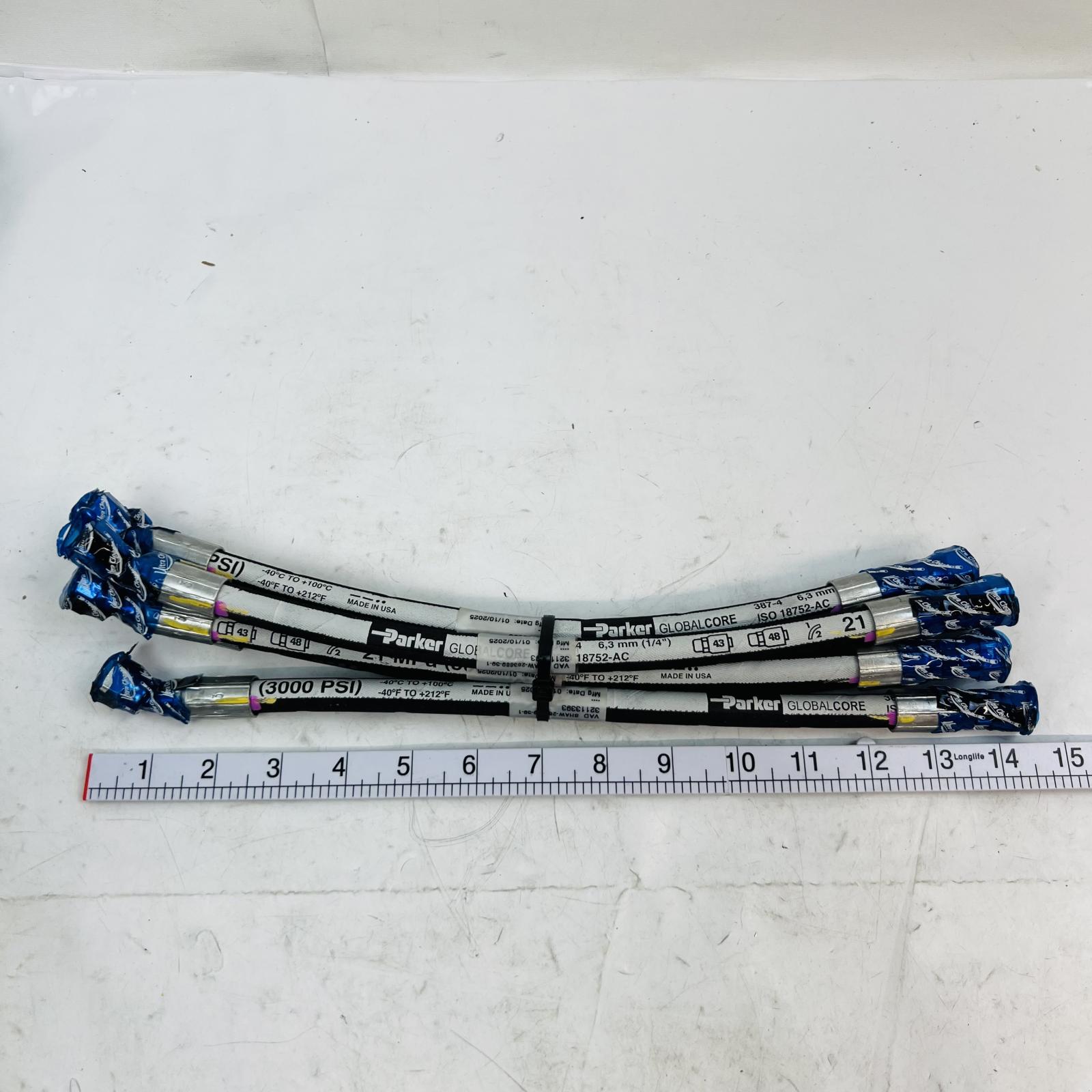 Lot of 6 Parker 387-4 Hydraulic Hose Assemblies, 1/4", 3000 PSI - Photo 7