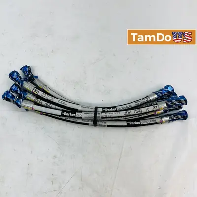 Lot of 6 Parker 387-4 Hydraulic Hose Assemblies, 1/4", 3000 PSI at Test, Measurement & Inspection in new condition