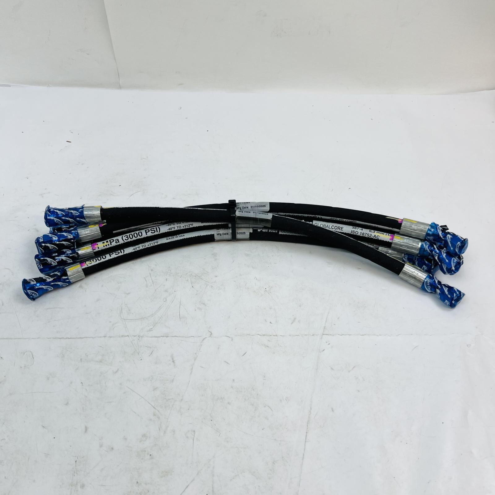 Lot of 6 Parker 387-4 Hydraulic Hoses, 1/4" (6.3mm) 17" Length - Photo 2