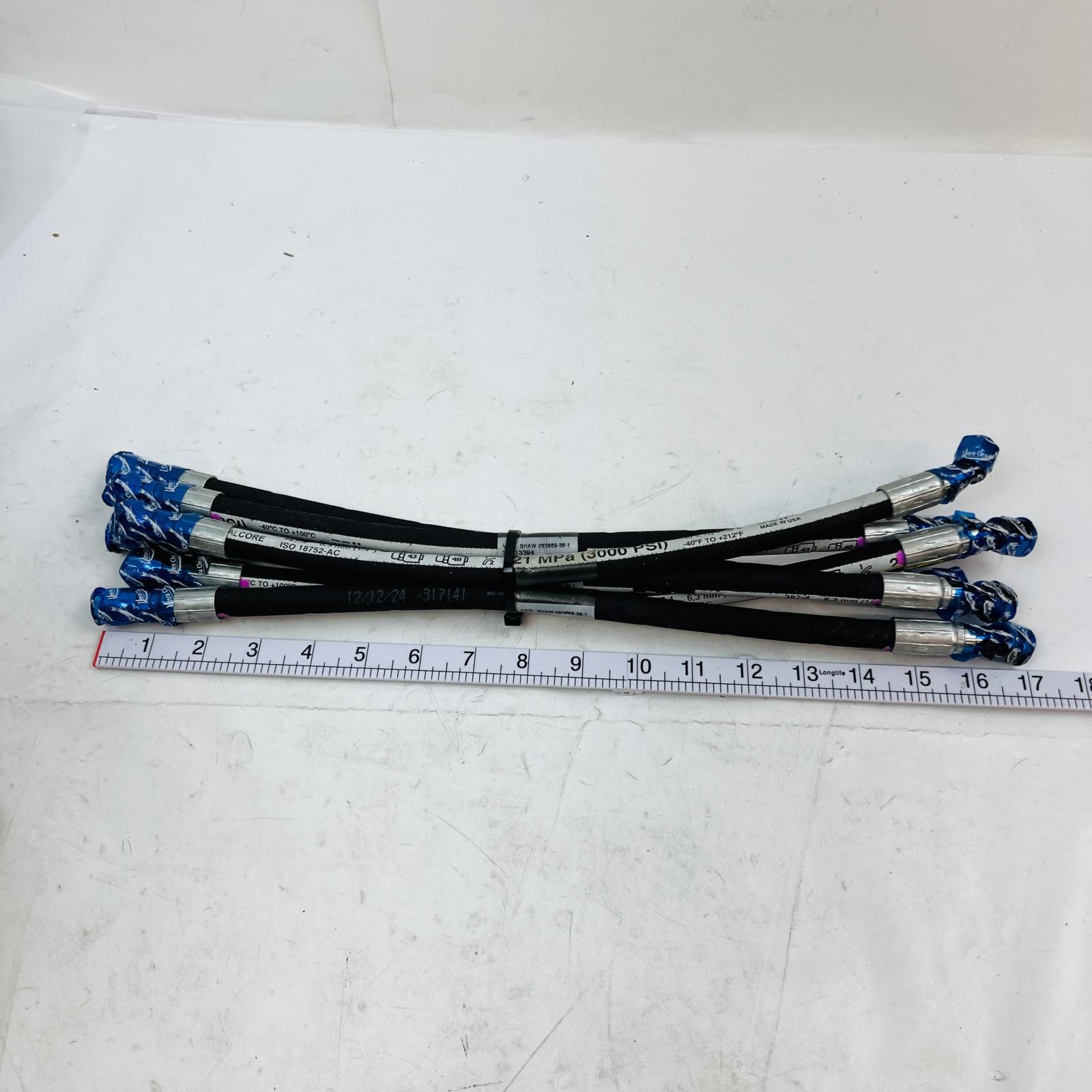 Lot of 6 Parker 387-4 Hydraulic Hoses, 1/4" (6.3mm) 17" Length - Photo 4