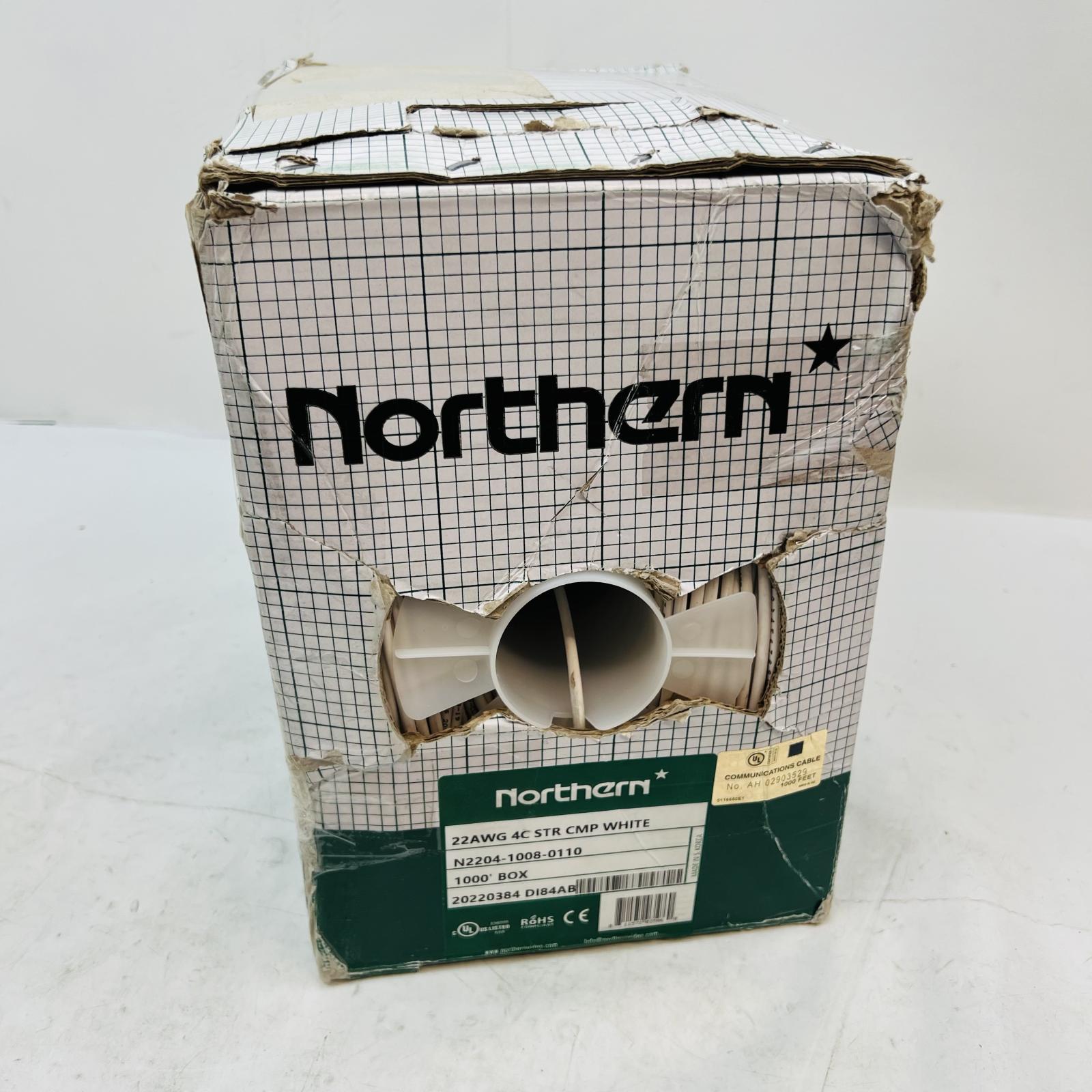 Northern 22AWG 4C CMP White Communication Cable, 1000ft Pull Box - Photo 2