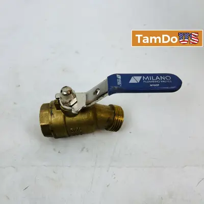 Milano M76QT Brass Ball Valve, 3/4" Plumbing Valve, Threaded, Blue Handle at Hydraulics, Pneumatics & Plumbing in new_open_box condition