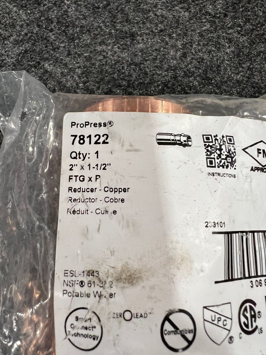 Viega ProPress 78122 Copper Reducer 2" x 1-1/2" FTG x P - Photo 5