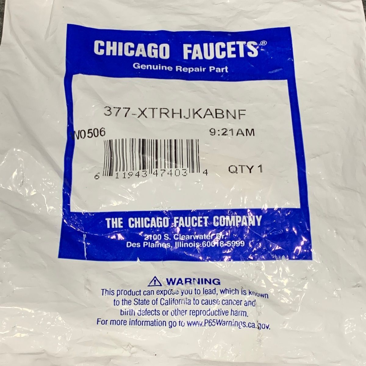 Chicago Faucets 377-XTRHJKABNF Genuine Repair Cartridge - Photo 5