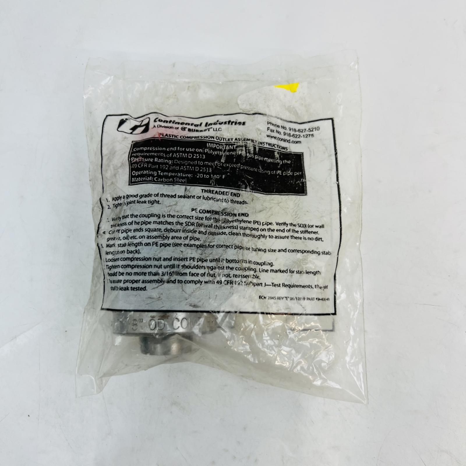 Continental Industries Plastic Compression Outlet Assembly, Carbon Steel - Photo 2