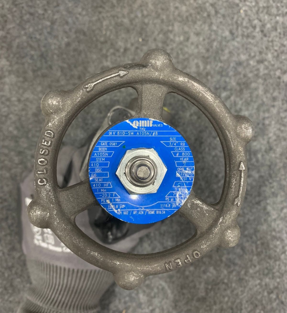 OMB Italy 3/4" Gate Valve Class 800 Forged Steel A105N - Photo 8