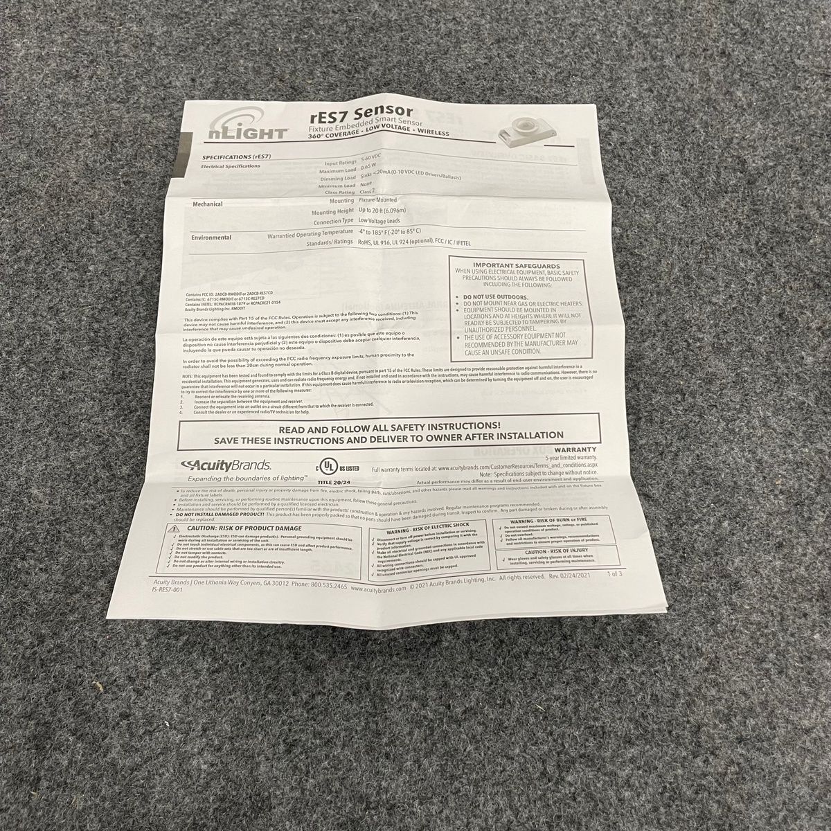 Acuity nLight RES7 PDT ZTS EXT900 ACWH 90D G2 Wireless Fixture Sensor - Photo 6