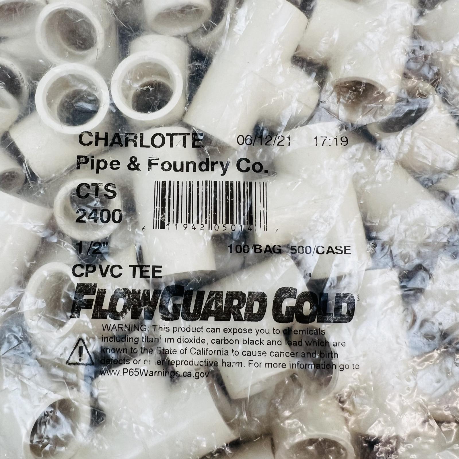 Charlotte Pipe FlowGuard Gold 1/2" CPVC Tee CTS 2400 (100-Pack) - Photo 4