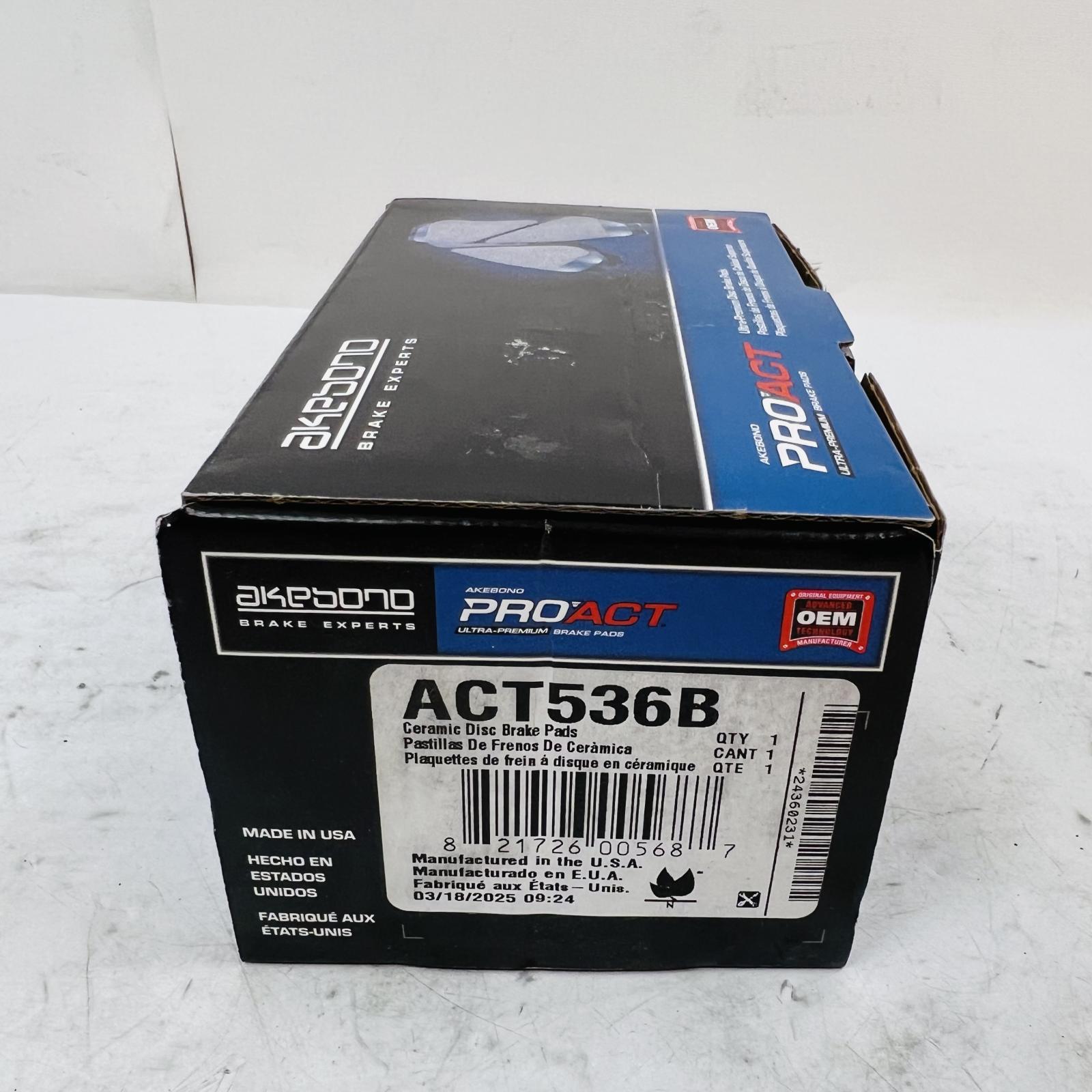 Akebono ACT536B Rear Ceramic Brake Pads – Fits Honda Accord Civic CR-V Acura TL - Photo 3