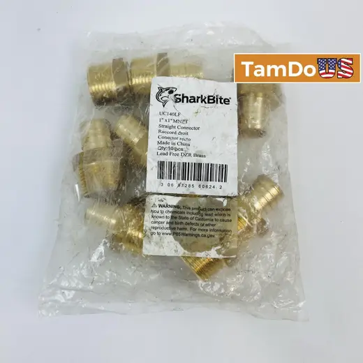 SharkBite UC140LF 1"x1" MNPT Straight Connector, Lead Free Brass, 10pcs at TamDoUS Taylorsville