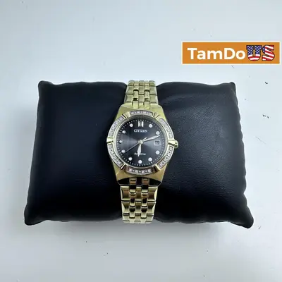 Citizen $476 Corso Diamond Gold Tone Watch 28mm Citizen EW271255E at Watches, Parts & Accessories in excellent condition