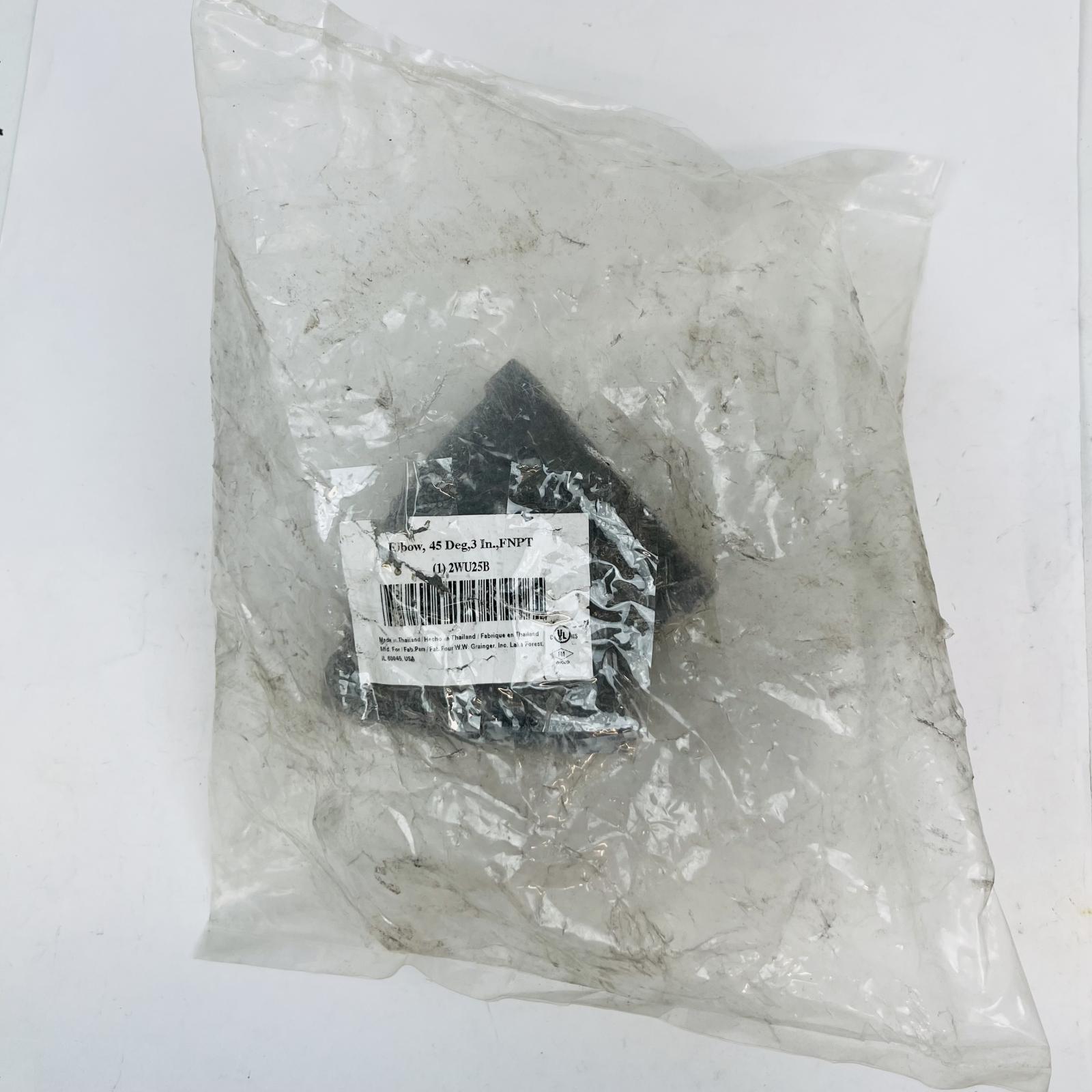 Grainger 2WU25B 45° Elbow, 3" FNPT, Black Malleable Iron Pipe Fitting - Photo 3