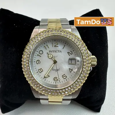Invicta $269 Angel AIC-28675 Women's Watch 40mm MOP Dial Steel Gold 200M WR at Watches, Parts & Accessories in excellent condition