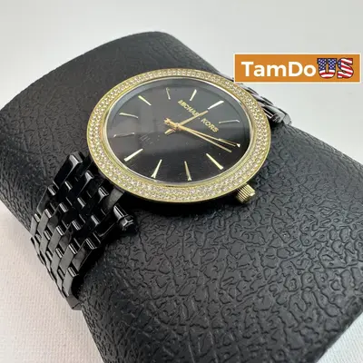 Michael Kors $250 Darci MK3322 Women's Watch 39mm Black Dial Glitz Steel Quartz at Watches, Parts & Accessories in fair condition