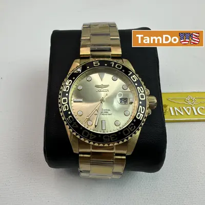 Invicta $395 Pro Diver 36544 Women's Watch 38mm Gold Dial Steel Quartz 200M WR at Watches, Parts & Accessories in excellent condition