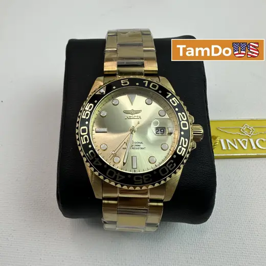 Invicta $395 Pro Diver 36544 Women's Watch 38mm Gold Dial Steel Quartz 200M WR at TamDoUS Taylorsville