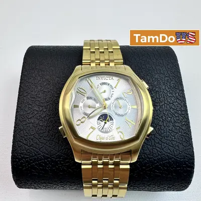Invicta Objet D Art 37883 Men's 42mm Gold Auto Skeleton Watch Silver Dial at Watches, Parts & Accessories in good condition