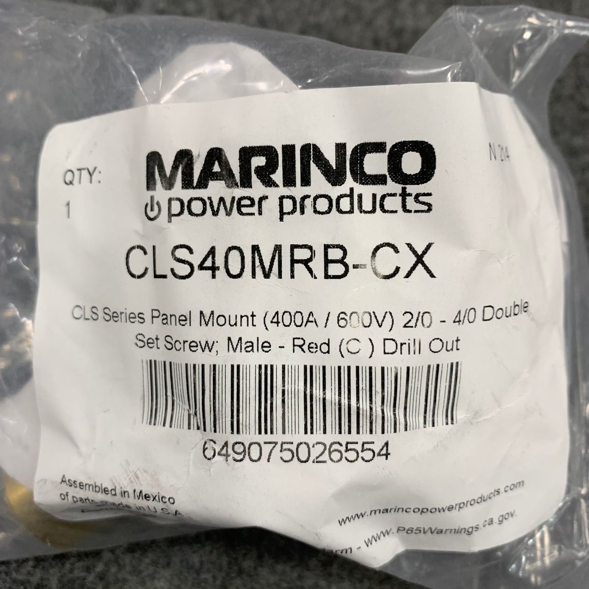 Marinco CLS40MRB-CX Male Red Panel Mount Connector 400A 600V - Photo 2
