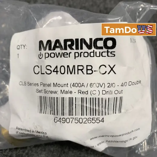 Marinco CLS40MRB-CX Male Red Panel Mount Connector 400A 600V at TamDoUS Taylorsville