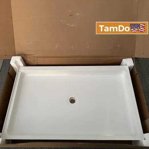 Swan FF034 Shower Base Pan 34x48 in Center Drain Solid Surface White at TamDoUS Taylorsville