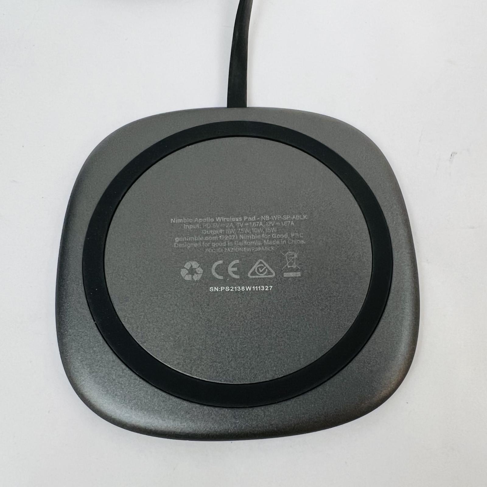 Nimble Apollo Fast Wireless Charger Pad, 15W Qi, Magnetic Alignment, Black - Photo 3