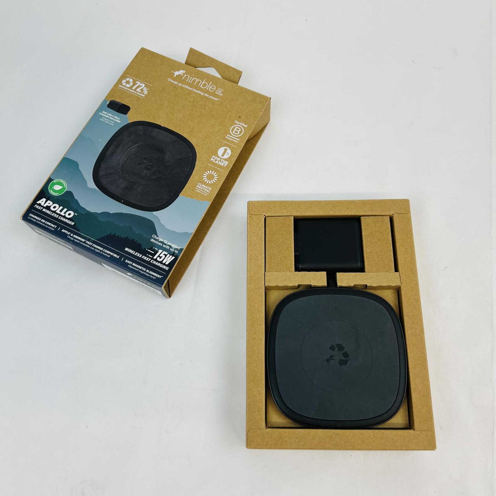 Nimble Apollo Fast Wireless Charger Pad, 15W Qi, Magnetic Alignment, Black - Photo 4