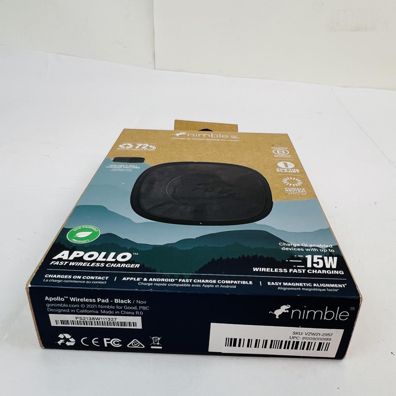 Nimble Apollo Fast Wireless Charger Pad, 15W Qi, Magnetic Alignment, Black - Photo 5