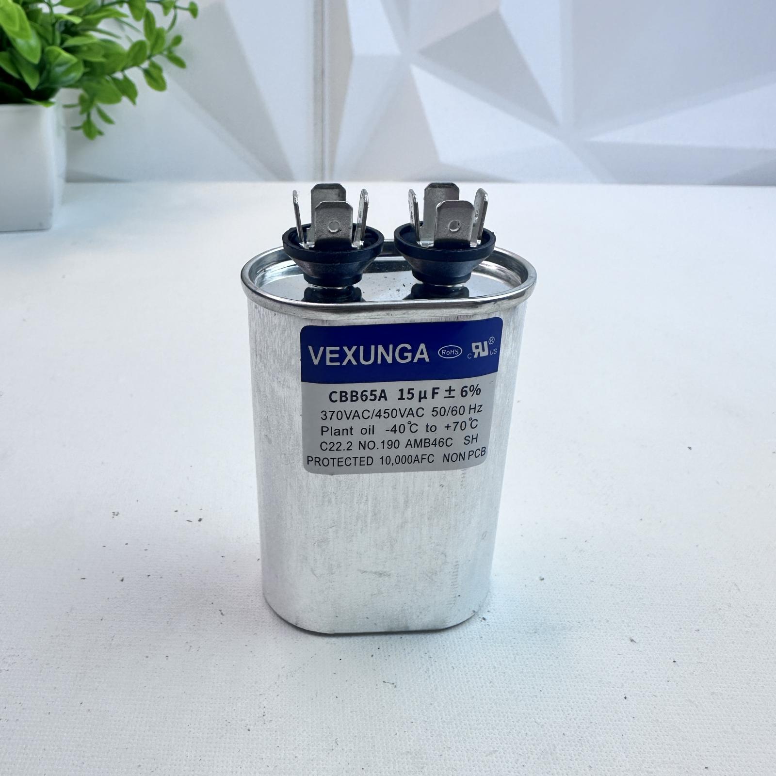 Vexunga CBB65A Capacitor 15 µF ±6%, 370/450V AC Motor Run Capacitor - Photo 2