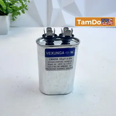 Vexunga CBB65A Capacitor 15 µF ±6%, 370/450V AC Motor Run Capacitor at Electrical Equipment & Supplies in new condition