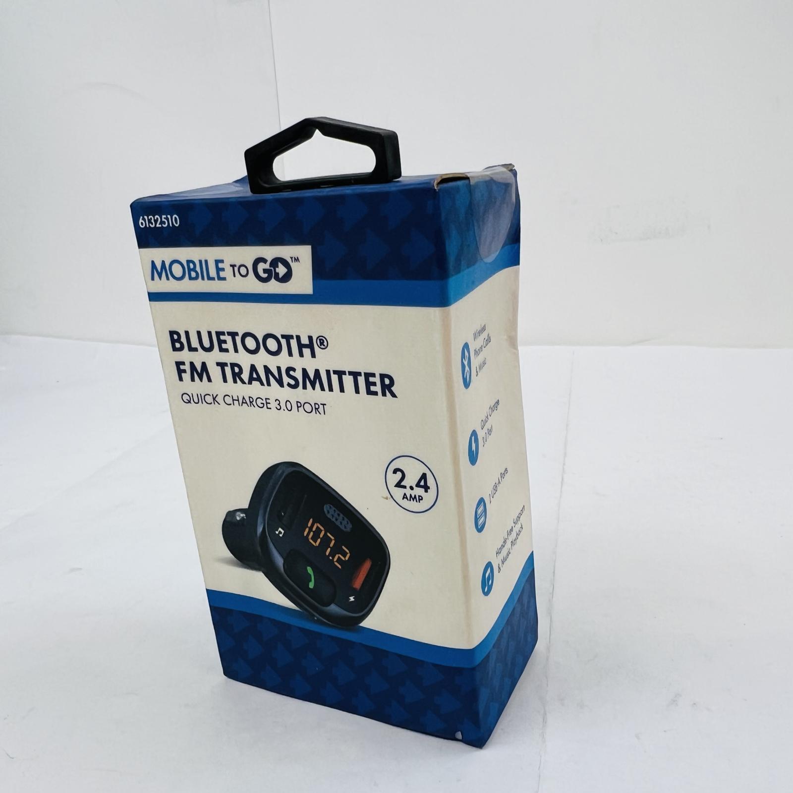 Mobile To Go Bluetooth FM Transmitter Car Adapter | QC 3.0 | 2.4A Dual USB - Photo 2