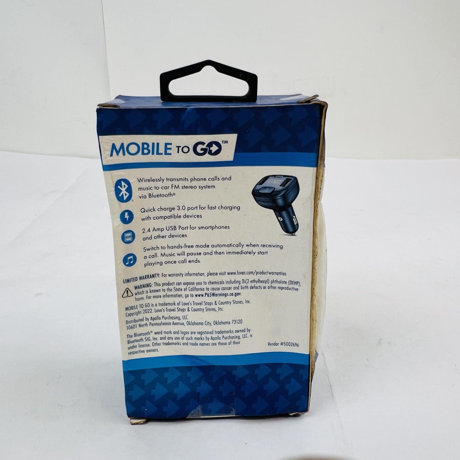 Mobile To Go Bluetooth FM Transmitter Car Adapter | QC 3.0 | 2.4A Dual USB - Photo 4