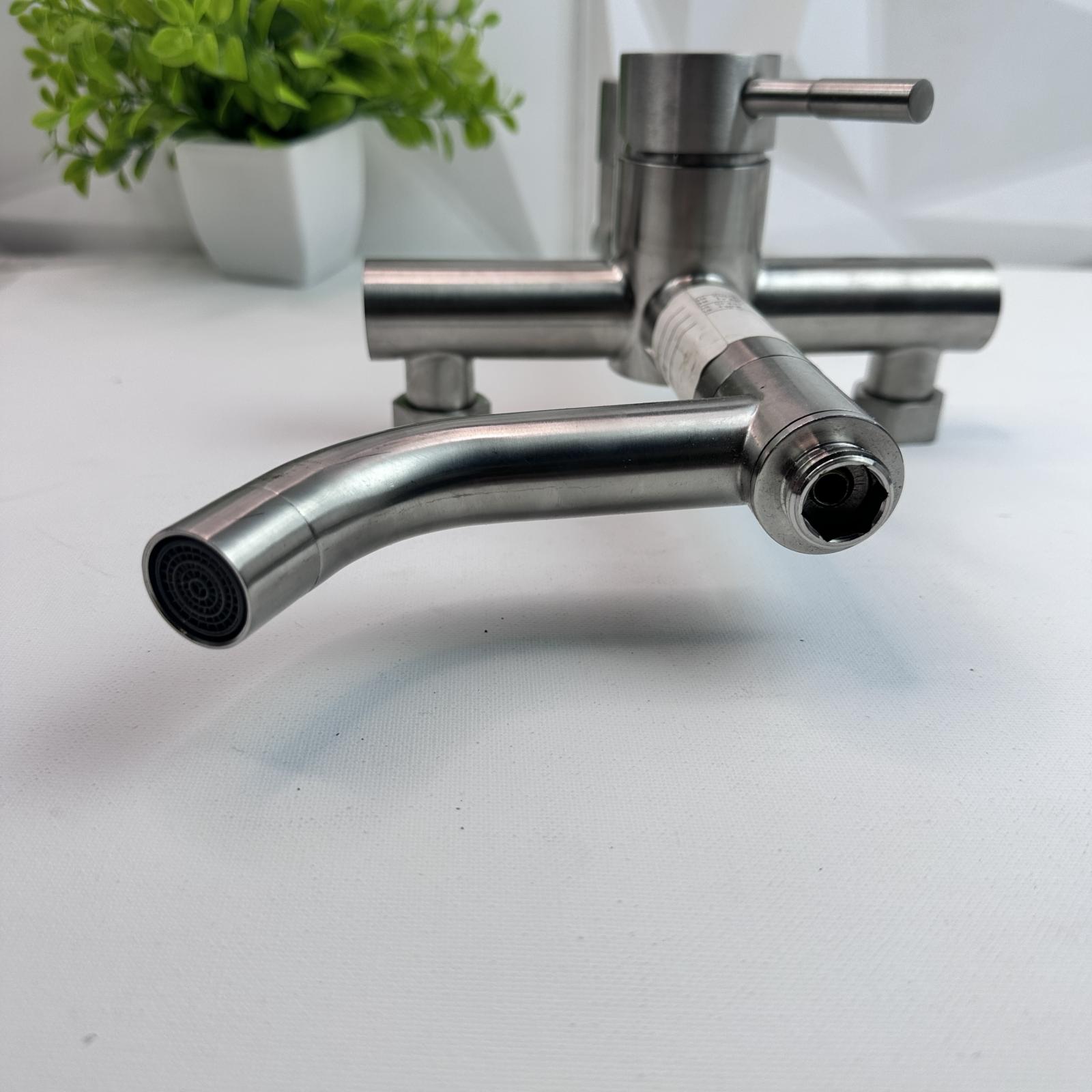 Stainless Steel Wall Mount Bathtub Faucet Mixer Valve – Brushed Finish - Photo 3