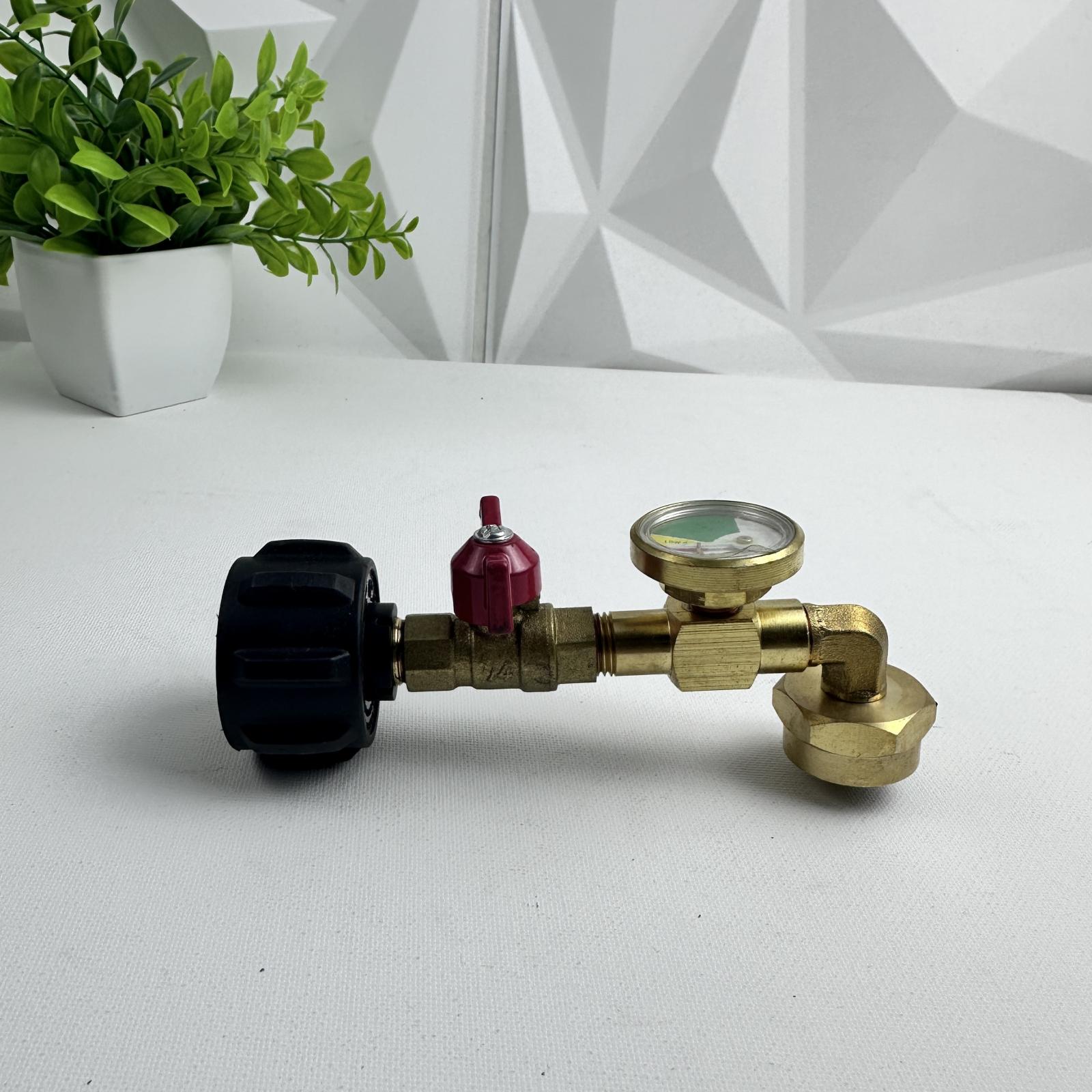 Propane Tank Gas Gauge Regulator Adapter w/ Shut-Off Valve & Pressure Meter - Photo 6