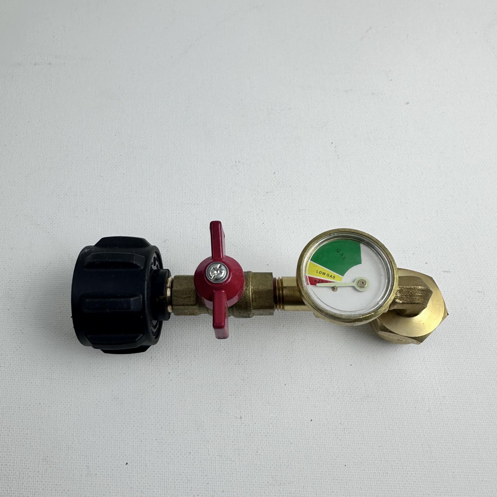 Propane Tank Gas Gauge Regulator Adapter w/ Shut-Off Valve & Pressure Meter - Photo 2