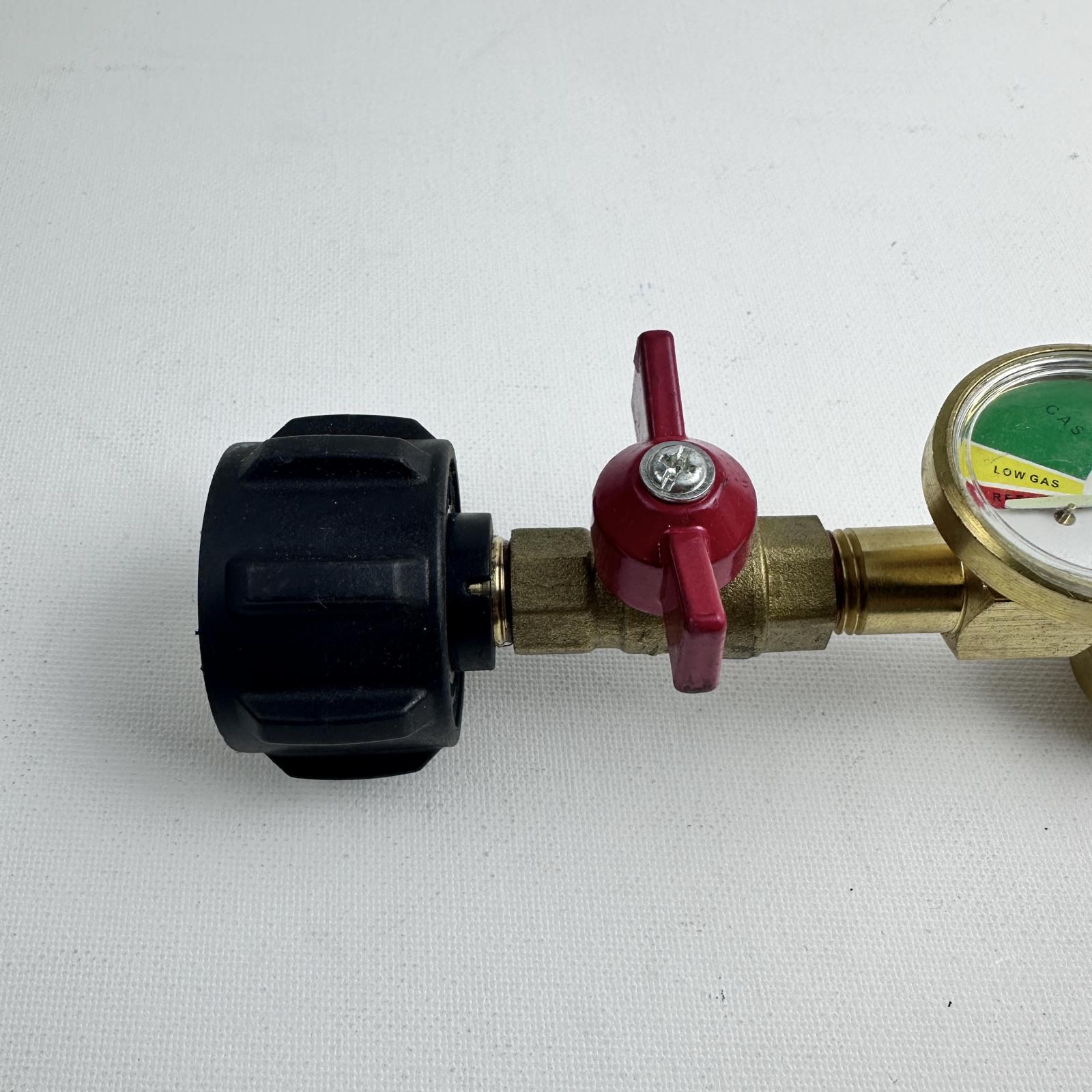 Propane Tank Gas Gauge Regulator Adapter w/ Shut-Off Valve & Pressure Meter - Photo 3