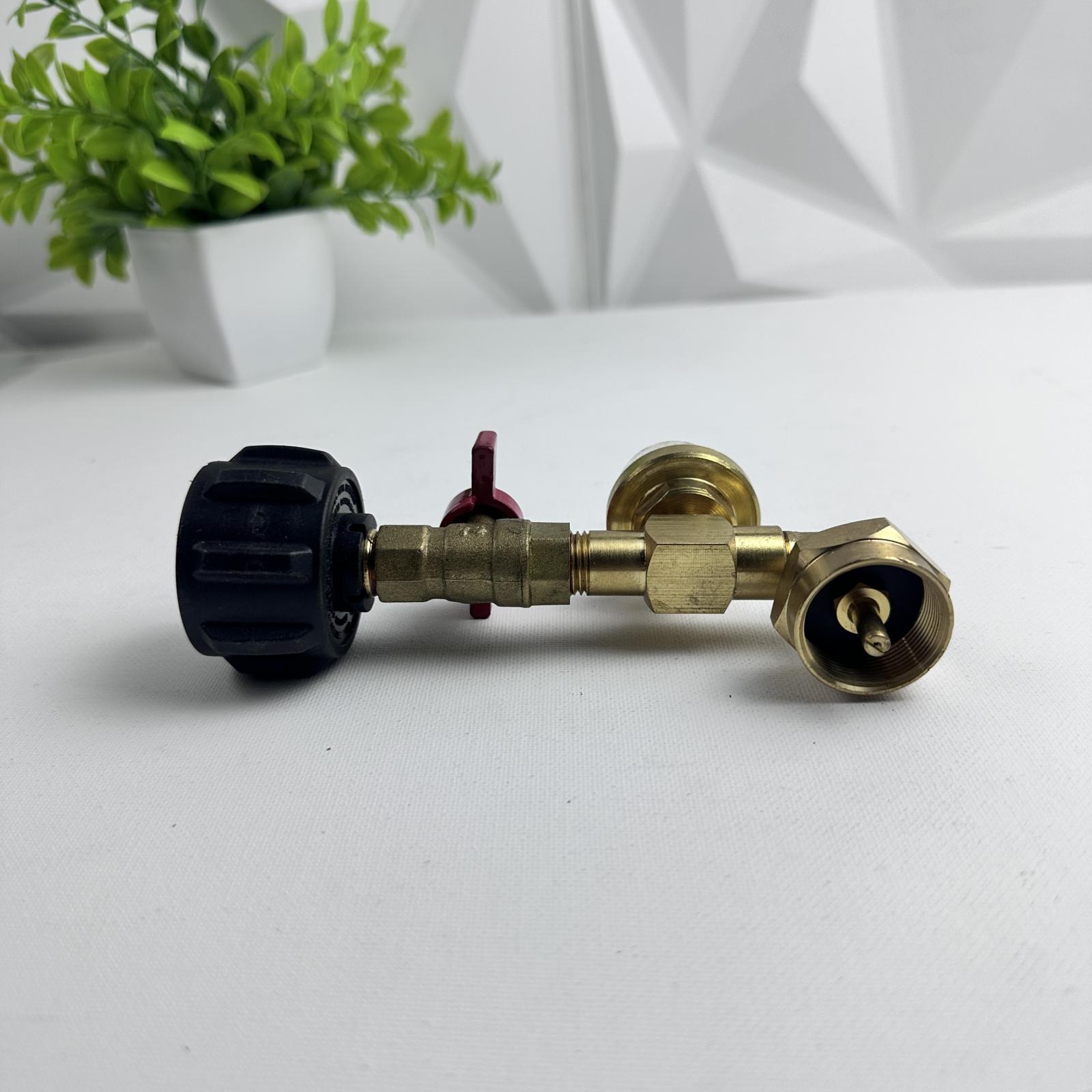 Propane Tank Gas Gauge Regulator Adapter w/ Shut-Off Valve & Pressure Meter - Photo 4