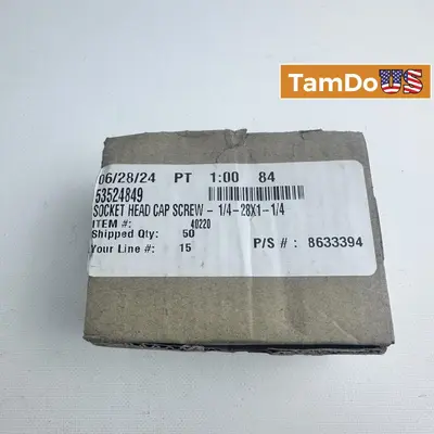 Socket Head Cap Screw 1/4"-28 x 1-1/4" Alloy Steel (Qty 50) at Fasteners & Hardware in new condition