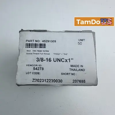 3/8-16 UNC x 1" Stainless Steel Hex Head Screws (Box of 50) at Fasteners & Hardware in new condition