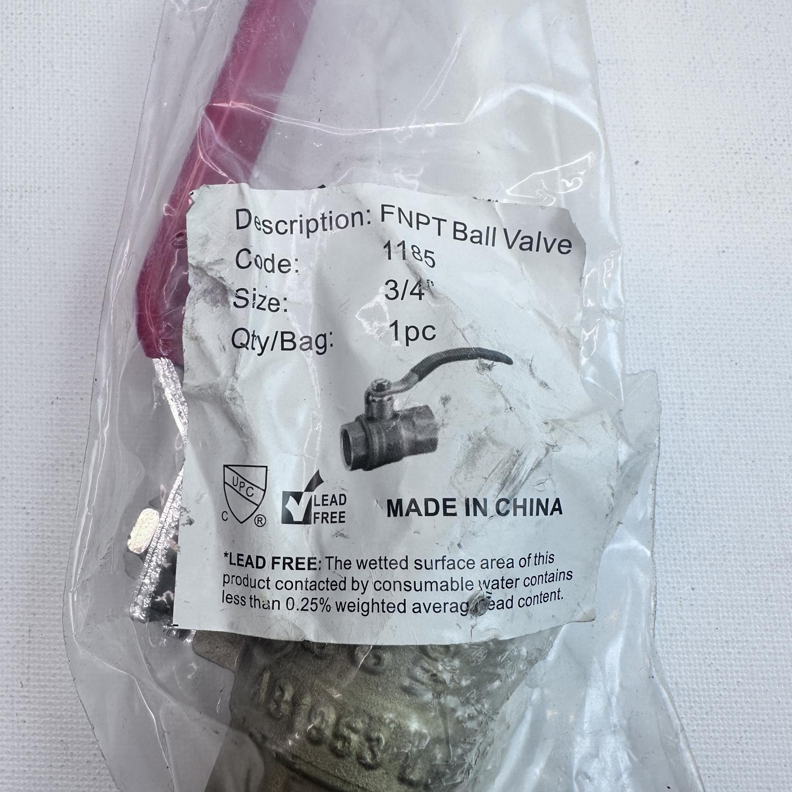 3/4" FNPT Lead-Free Brass Ball Valve 1185 – Full Port Water Shut-Off Valve - Photo 4