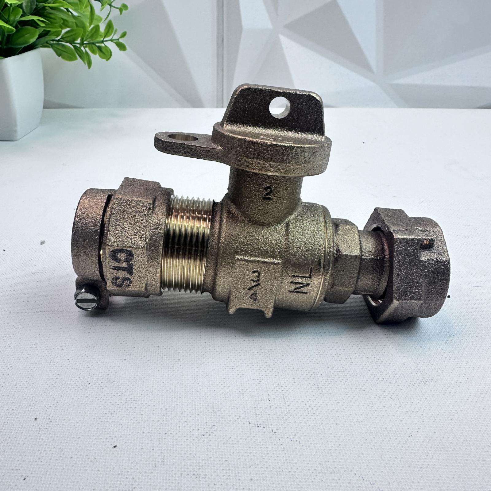 Ford Meter Box 3/4" NL Brass Ball Corporation Stop Valve CTS Compression - Photo 3