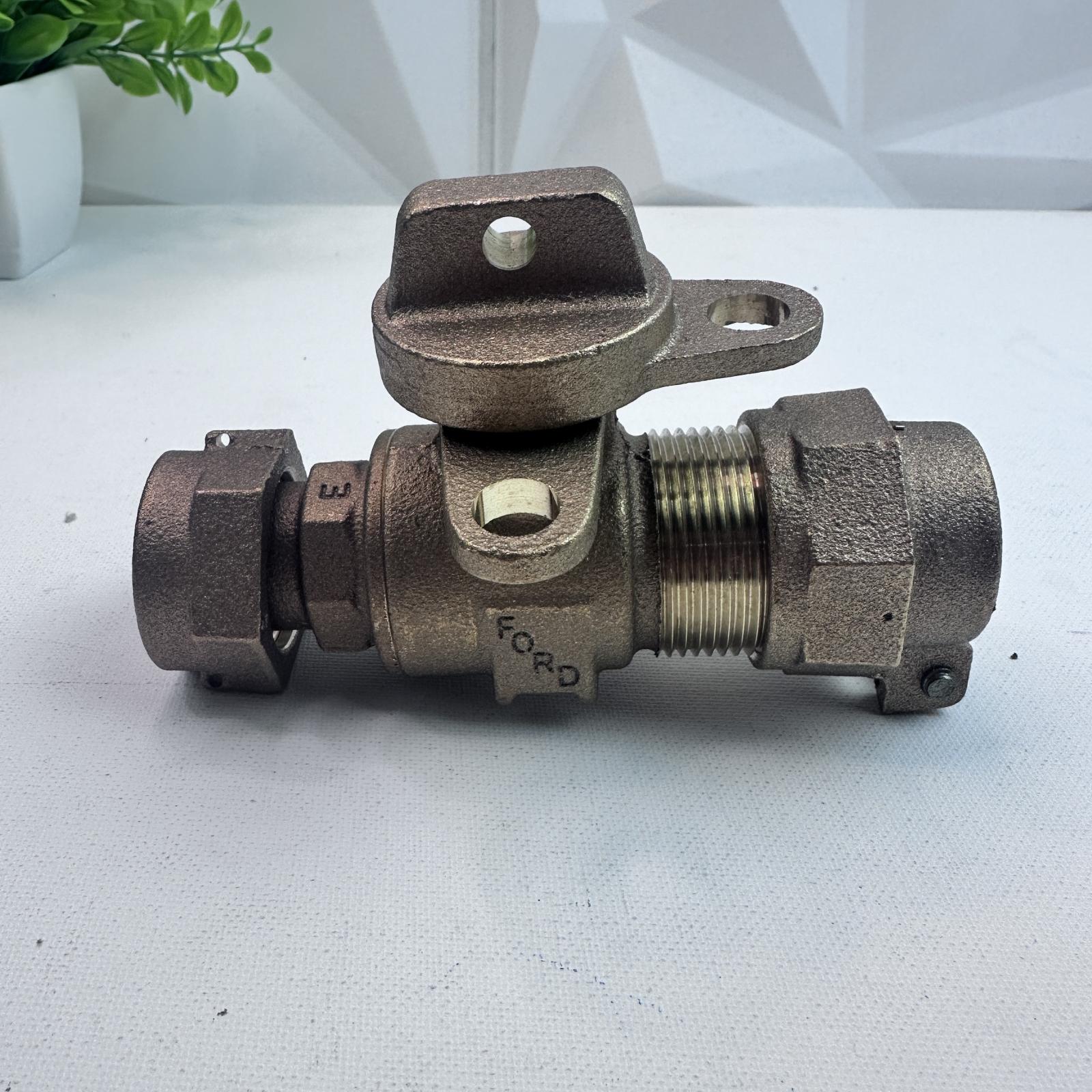 Ford Meter Box 3/4" NL Brass Ball Corporation Stop Valve CTS Compression - Photo 2