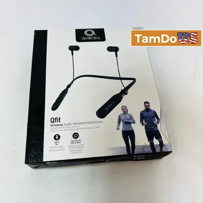 Quikcell Qfit Wireless Neckband Earphones, Built-In Mic, Black at Portable Audio & Headphones in new_open_box condition