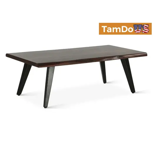 Kennedy 50" Coffee Table, Walnut Base, Black Powder Coated Metal Frame at TamDoUS Taylorsville